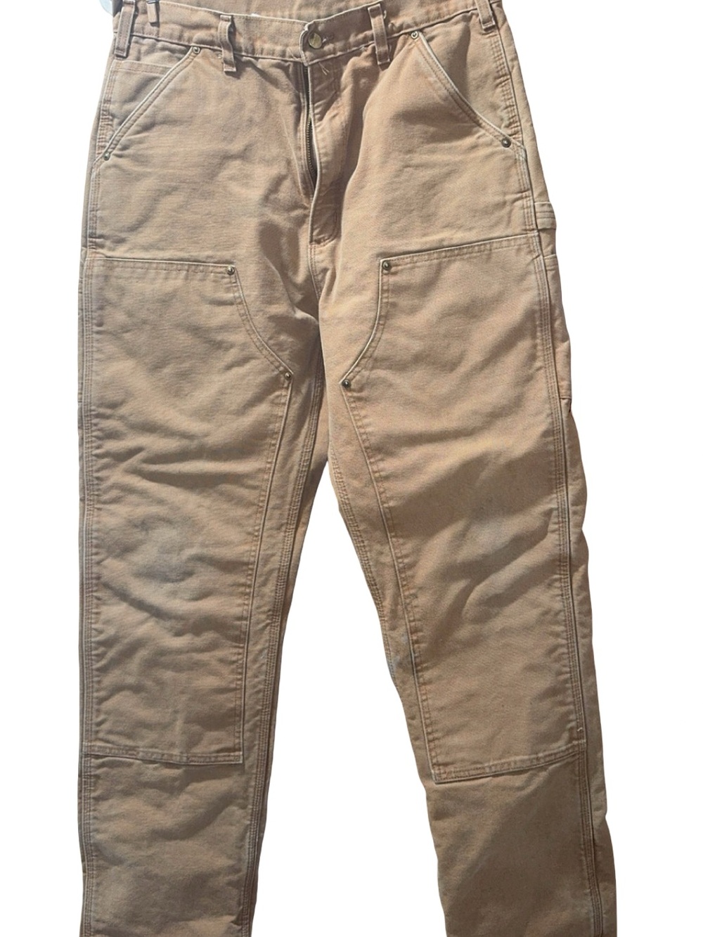 Carhartt Flannel Lined Double Knee Work Pants Camel Brown 34x34